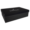 Black/Silver 11 3/4" x 7 3/4" Gift Box with Laserable Leatherette Lid