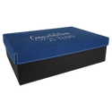 Blue/Silver 11 3/4" x 7 3/4" Gift Box with Laserable Leatherette Lid