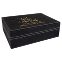 Black/Gold 8" x 6 3/8" Laserable Leatherette Premium Gift Box