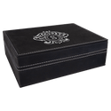 Black/Silver 8" x 6 3/8" Laserable Leatherette Premium Gift Box