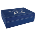 Blue/Silver 8" x 6 3/8" Laserable Leatherette Premium Gift Box