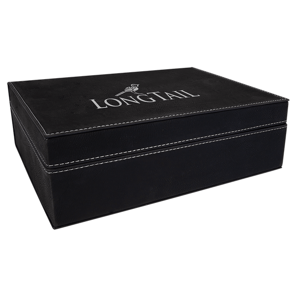 Black/Silver 10 1/4" x 7 1/2" Laserable Leatherette Premium Gift Box