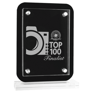 6 1/2" x 8 3/4" Black Floating Glass Standup Plaque