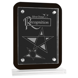 7 1/2" x 10" Black Floating Glass Standup Plaque