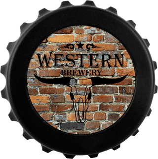 3" Black Magnetic Bottle-Cap Shaped Opener w/2" Insert Area/Insert Not Included