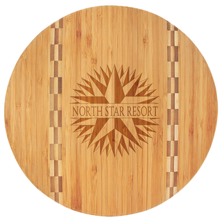 11 3/4" Round Bamboo Cutting Board with Butcher Block Inlay