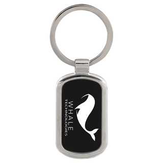 Black 1 1/8" x 1 7/8" Laserable Rectangle Keychain