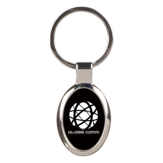 Black 1 1/8" x 1 5/8" Laserable Oval Keychain