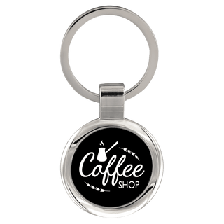 2 1/2" Black Laserable Round Keychain
