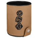 Light Brown Laserable Leatherette Dice Cup with 5 Dice