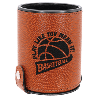 Basketball Laserable Leatherette Dice Cup with 5 Dice