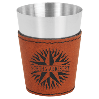Rawhide 2 oz. Laserable Leatherette & Stainless Steel Shot Glass