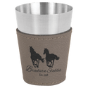 Gray 2 oz. Laserable Leatherette & Stainless Steel Shot Glass