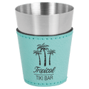 Teal 2 oz. Laserable Leatherette & Stainless Steel Shot Glass