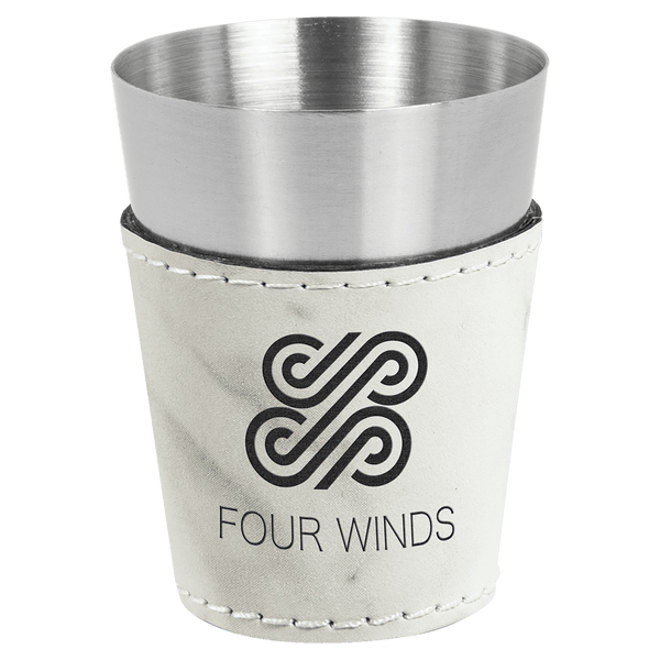 White Marble Stainless Steel 2 oz. Shot Glass