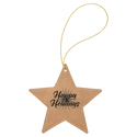 Light Brown Laserable Leatherette Star Ornament with Gold String