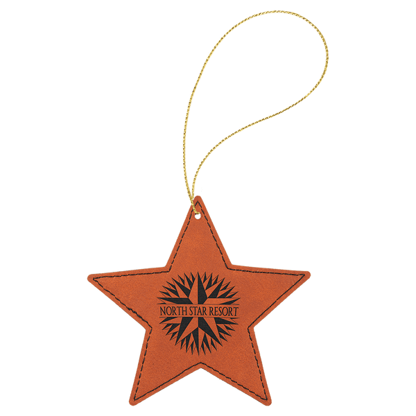 Rawhide Laserable Leatherette Star Ornament with Gold String