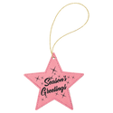 Pink Laserable Leatherette Star Ornament with Gold String