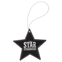 Black/Silver Laserable Leatherette Star Ornament with Silver String