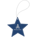 Blue/Silver Laserable Leatherette Star Ornament with Silver String