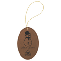 Dark Brown Laserable Leatherette Oval Ornament with Gold String