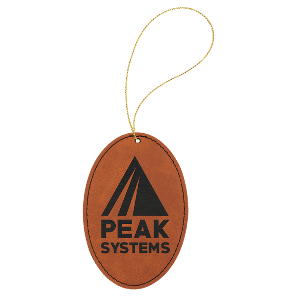 Rawhide Laserable Leatherette Oval Ornament with Gold String