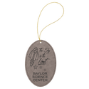 Gray Laserable Leatherette Oval Ornament with Gold String