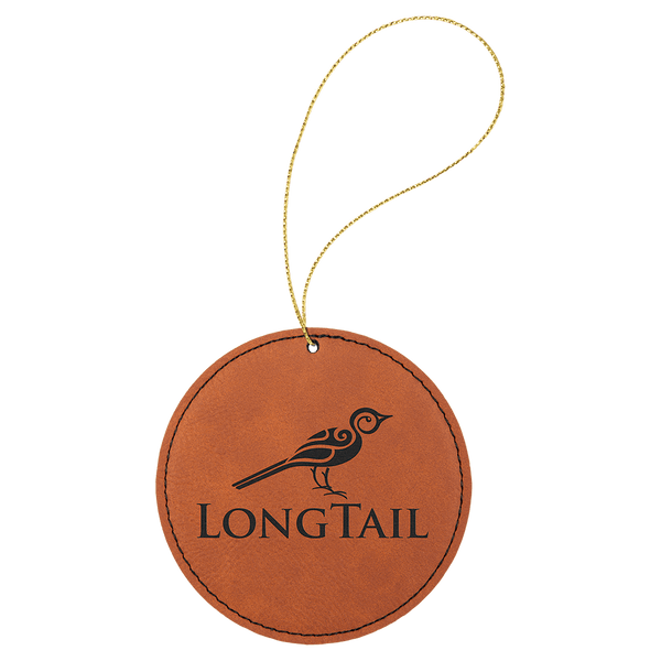 Rawhide Laserable Leatherette Round Ornament with Gold String