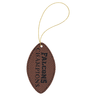 Football Laserable Leatherette Ornament with Gold String