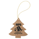 Light Brown Laserable Leatherette Tree Ornament with Gold String