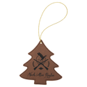 Dark Brown Laserable Leatherette Tree Ornament with Gold String