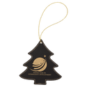 Black/Gold Laserable Leatherette Tree Ornament with Gold String