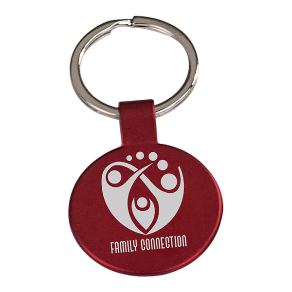 Red 1 1/2" Laserable Round Keychain