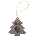 Gray Laserable Leatherette Tree Ornament with Gold String