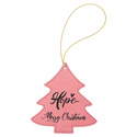 Pink Laserable Leatherette Tree Ornament with Gold String