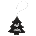 Black/Silver Laserable Leatherette Tree Ornament with Silver String