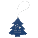 Blue/Silver Laserable Leatherette Tree Ornament with Silver String
