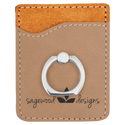 Light Brown Laserable Leatherette Phone Wallet with Silver Ring