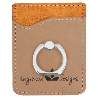 Light Brown Laserable Leatherette Phone Wallet with Silver Ring