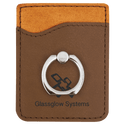 Dark Brown Laserable Leatherette Phone Wallet with Silver Ring