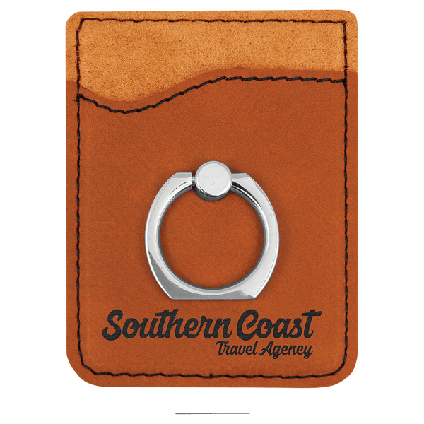 Rawhide Laserable Leatherette Phone Wallet with Silver Ring