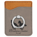 Gray Laserable Leatherette Phone Wallet with Silver Ring