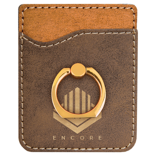Rustic/Gold Laserable Leatherette Phone Wallet with Gold Ring