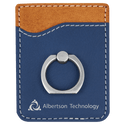Blue/Silver Laserable Leatherette Phone Wallet with Silver Ring