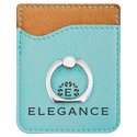 Teal Laserable Leatherette Phone Wallet with Silver Ring