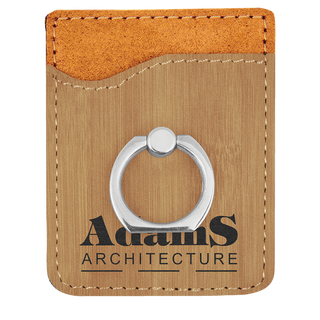 Bamboo Laserable Leatherette Phone Wallet with Silver Ring
