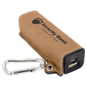Light Brown Laserable Leatherette 2200 mAh Power Bank with USB Cord