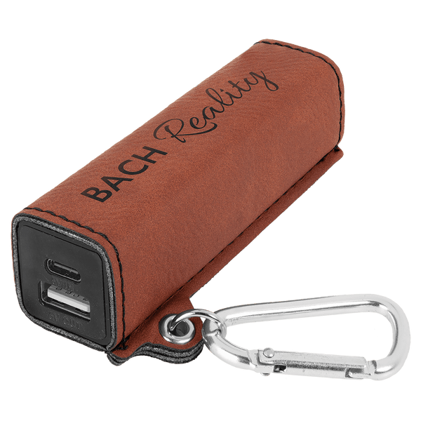 Rawhide Laserable Leatherette 2200 mAh Power Bank with USB-C Cord