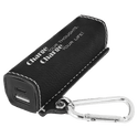 Black/Silver Laserable Leatherette 2200 mAh Power Bank with USB-C Cord