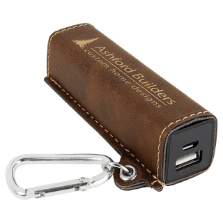 Rustic/Gold Laserable Leatherette 2200 mAh Power Bank with USB Cord